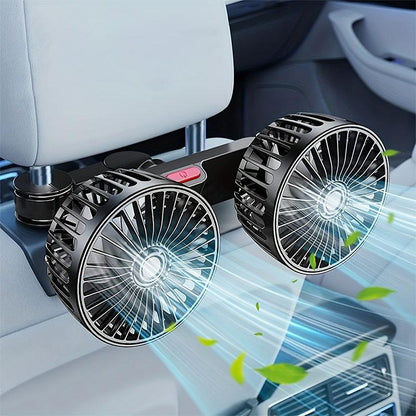 🌞 50 % RABATT🔥 USB-Ventilator für das Auto mit zwei Lüfterköpfen, 3 Geschwindigkeitsstufen, um 360° drehbar