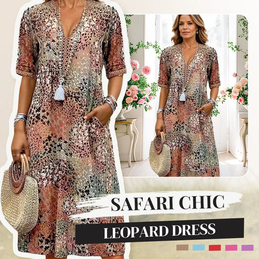 🎁Zeitlich begrenzter Rabatt💃Bedrucktes Midikleid mit V-Ausschnitt für Damen