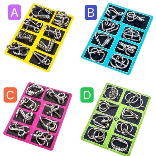 🧠Metall Puzzle Ring achtteilig blaue Version Denksportaufgaben🔗