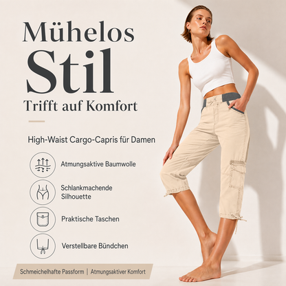 Capri-Cargo-Hose mit hoher Taille für Damen