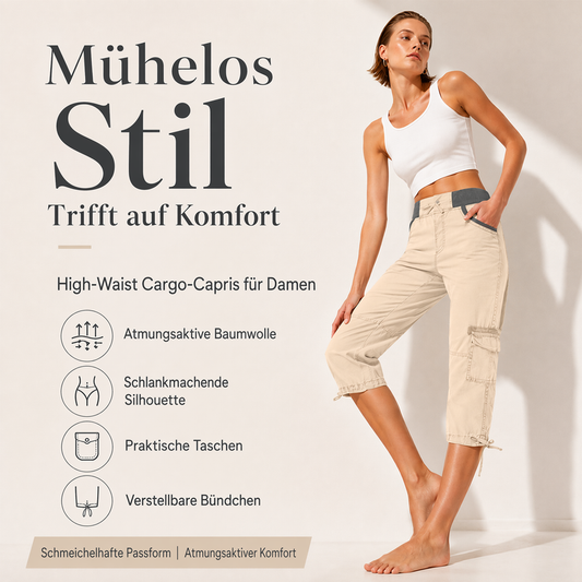 Capri-Cargo-Hose mit hoher Taille für Damen