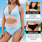 🩷historischer Tiefstpreis🩷Patchwork-Bikini mit V-Ausschnitt, 2-teiliges Set👙