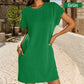 Damen lässiges Kleid mit Rollärmeln und Taschen