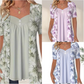 Unregelmäßiges Patchwork-Top mit Blumenmuster für Frauen