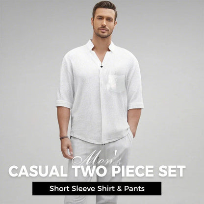 👕 Lässige Eleganz – Zweiteiliger Anzug aus Baumwolle für Herren – 50 % günstiger! 💧👖