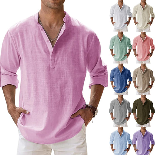 Herren Baumwollwäsche lässig Langarm Shirt