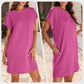 Damen lässiges Kleid mit Rollärmeln und Taschen