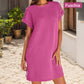 Damen lässiges Kleid mit Rollärmeln und Taschen