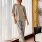 💃✨Damen-Zweiteiler: Bedruckte Hose & Oberteil mit Rundhalsausschnitt