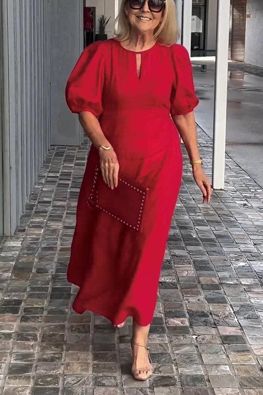 💞Einfarbiges Kleid aus Baumwollleinen