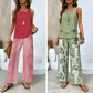 🔥50% RABATT🌺Modische Zweiteilige Damen-Outfits mit bedrucktem ärmellosen Oberteil & Hose