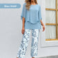 💃✨Damen-Zweiteiler: Bedruckte Hose & Oberteil mit Rundhalsausschnitt