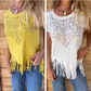 👚49% Rabatt💕Unifarbenes, kurzärmeliges Damen-T-Shirt mit heißem Aufdruck und ausgefranstem Saum