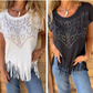 👚49% Rabatt💕Unifarbenes, kurzärmeliges Damen-T-Shirt mit heißem Aufdruck und ausgefranstem Saum