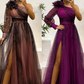 Damen modisches bedrucktes Kleid mit schräger Schulter aus Mesh