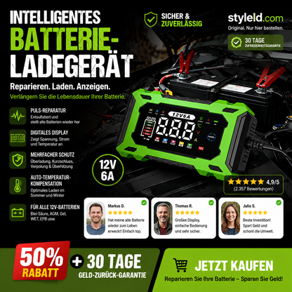 🔥Zeitlich begrenztes Angebot-Intelligentes 12-V-Autoladegerät mit 6 A und Impulsreparaturfunktion