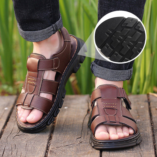 🔥50% RABATT🔥Hochwertige Freizeitsandalen aus Leder für Herren 【Rutschfest, Fußmassage】