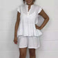 🌼50% Rabatt 🩷Damen-Set aus Shorts und Top mit Rüschen aus Käsetuch