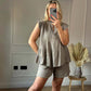 🌼50% Rabatt 🩷Damen-Set aus Shorts und Top mit Rüschen aus Käsetuch