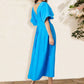 👗Modisches, plissiertes, rückenfreies, langes Kleid mit V-Ausschnitt