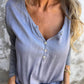 Trendy einfarbiges Langarm-Top mit V-Ausschnitt für Damen