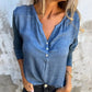Trendy einfarbiges Langarm-Top mit V-Ausschnitt für Damen
