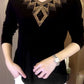 2024 High quality winter velvet long sleeve t-shirt with rhinestones, warm and fashionable