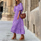 ⏳Begrenzte Zeit 50% Rabatt💥Elegantes Damen-Boho-Maxikleid mit Puffärmeln und Blumenmuster