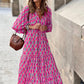 ⏳Begrenzte Zeit 50% Rabatt💥Elegantes Damen-Boho-Maxikleid mit Puffärmeln und Blumenmuster