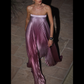 💕Trägerloses Abendkleid mit Farbverlauf und Plisseefalten