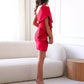 Damen One Shoulder Ruffle Sleeve Cocktailkleid💖💖