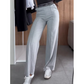 Einfarbige, drapierte Damenhose