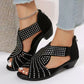 👡Damen Retro-Sandalen mit dickem Absatz und offenen Zehen
