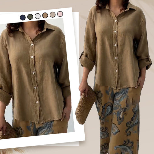 🌷Frühling Hot Sale 52% Rabatt🍃Damenmode Lockeres Cardigan-Shirt & Hose mit hoher Taille Zweiteiliges Set
