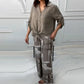 🌷Frühling Hot Sale 52% Rabatt🍃Damenmode Lockeres Cardigan-Shirt & Hose mit hoher Taille Zweiteiliges Set