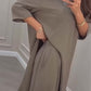 💃Limited Sale 57% OFF💕Unifarbenes, unregelmäßiges Oberteil & Hose mit weitem Bein im 2-PCS-Set