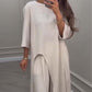 💃Limited Sale 57% OFF💕Unifarbenes, unregelmäßiges Oberteil & Hose mit weitem Bein im 2-PCS-Set