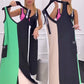 💃50 % Rabatt 🥰Ärmelloses Strickkleid mit V-Ausschnitt und Farbblock🌸