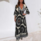 🔥Damen Retro Boho Maxi Kleid mit tiefem V-Ausschnitt🔥