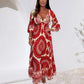 🔥Damen Retro Boho Maxi Kleid mit tiefem V-Ausschnitt🔥