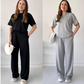 ⏳Begrenzte Zeit 50% Rabatt💥Lässiges Set aus Oberteil mit Rundhalsausschnitt und Hose mit Kordelzug