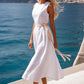 Elegantes einfarbiges ärmelloses Maxikleid mit Gürtel