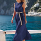Elegantes einfarbiges ärmelloses Maxikleid mit Gürtel