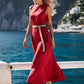 Elegantes einfarbiges ärmelloses Maxikleid mit Gürtel