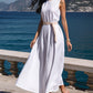Elegantes einfarbiges ärmelloses Maxikleid mit Gürtel