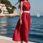 Elegantes einfarbiges ärmelloses Maxikleid mit Gürtel