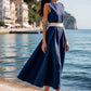 Elegantes einfarbiges ärmelloses Maxikleid mit Gürtel