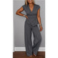 ⏳Zeitlich begrenztes Special⏰Damen elegantes Set: Oberteil mit V-Ausschnitt und Hose