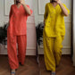Lässiges, lockeres 2-teiliges Set mit schicker Knopfverzierung für Damen