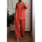 Lässiges, lockeres 2-teiliges Set mit schicker Knopfverzierung für Damen